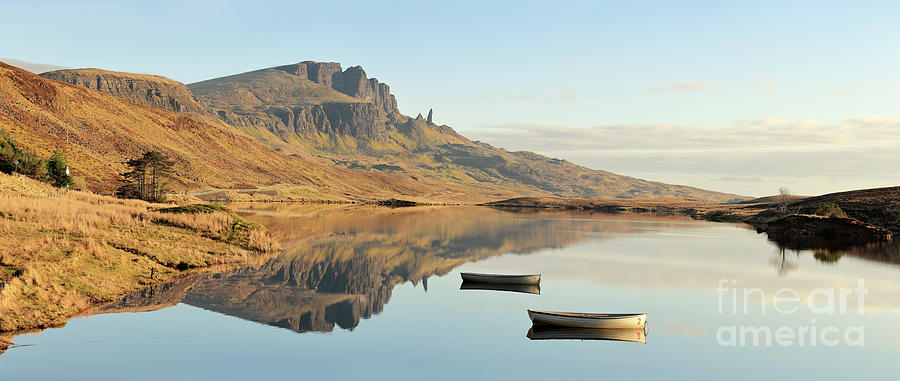 The Storr reflecting in Loch Fada - Panorama Photograph by Maria Gaellman