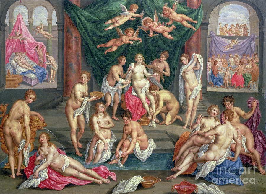Banquet Painting - The Story Of Cupid And Psyche by Hendrik De Clerck