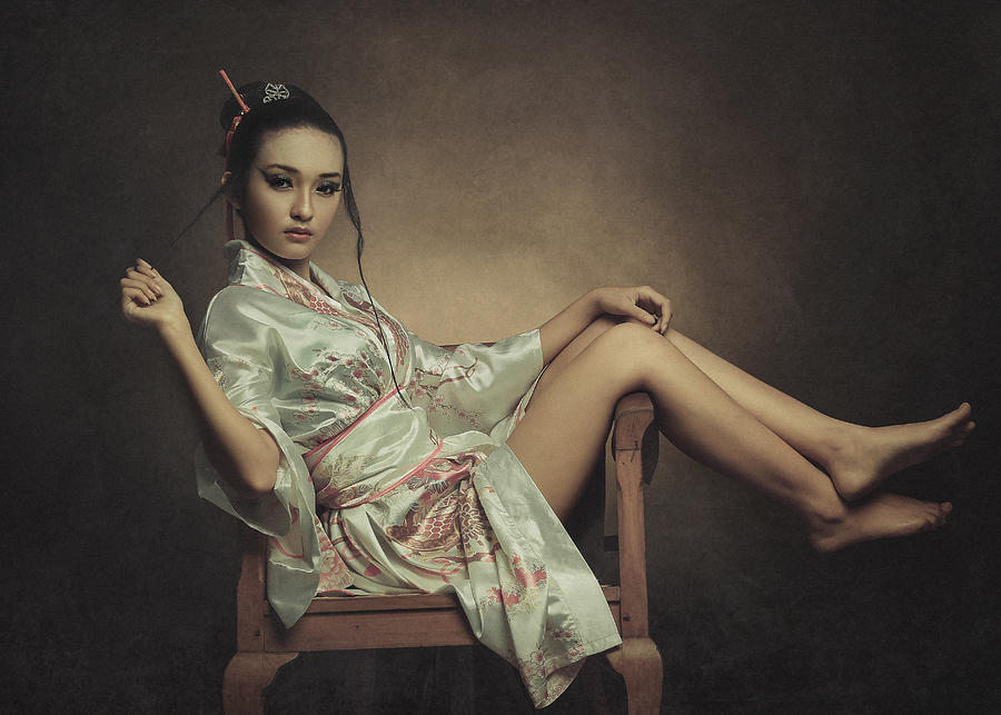 Portrait Photograph - The Story Of Geisha : Waiting For by Djayent Abdillah