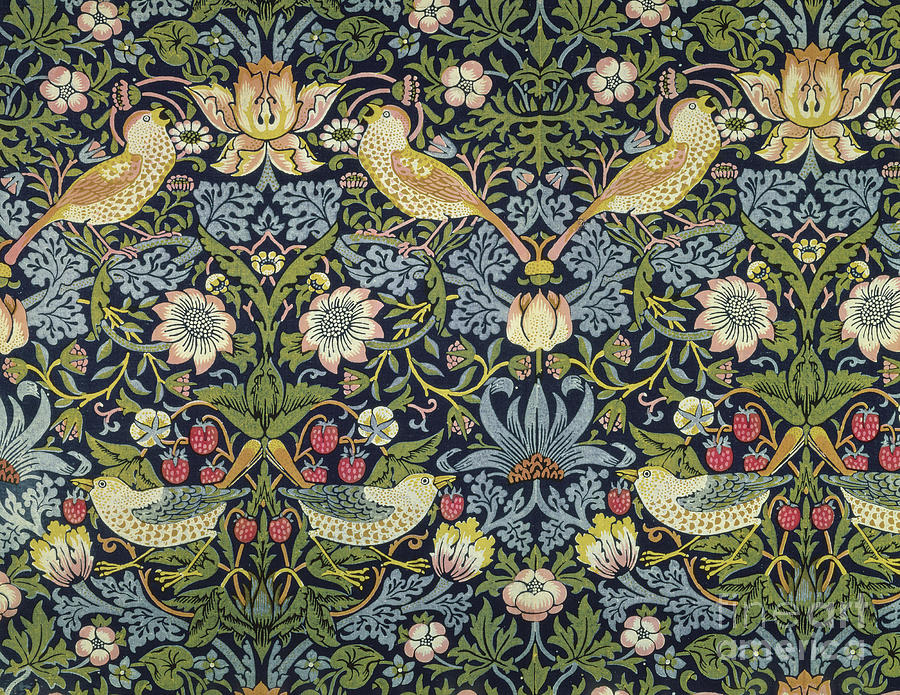 William Morris Tapestry - Textile - The Strawberry Thief textile designed by William Morris  by William Morris