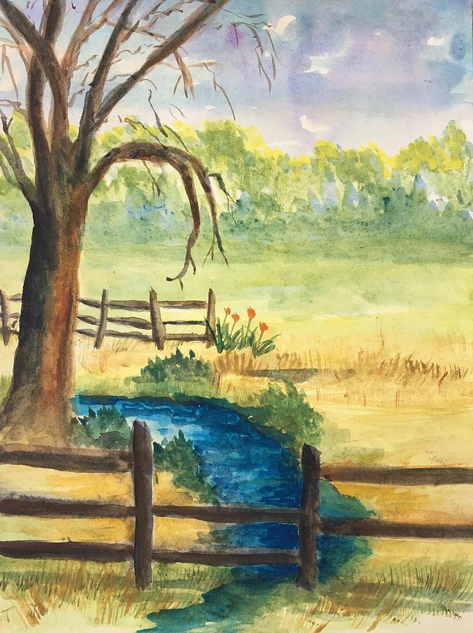 Landscape Painting - The Stream by Marita McVeigh Landscape Painting - The Stream by Marita McVeigh