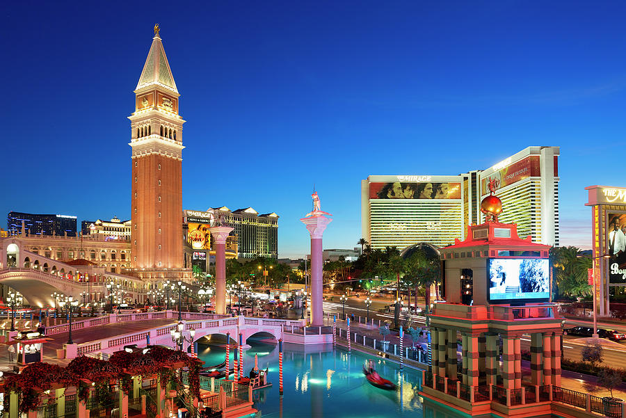 Architecture Photograph - The Strip And Venetian Hotel, Las by Sylvain Sonnet