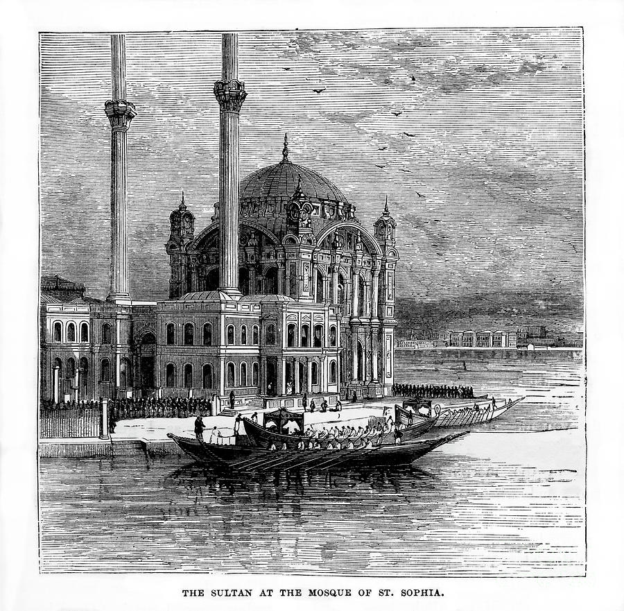 The Sultan At The Mosque Of St Sophia Drawing by Print Collector