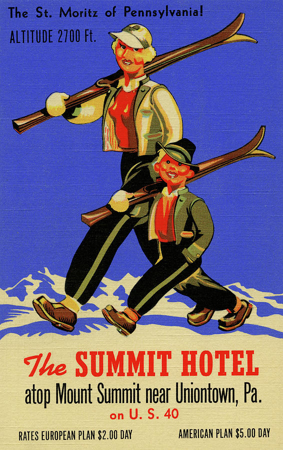 The Summit Hotel Painting by Curt Teich & Company