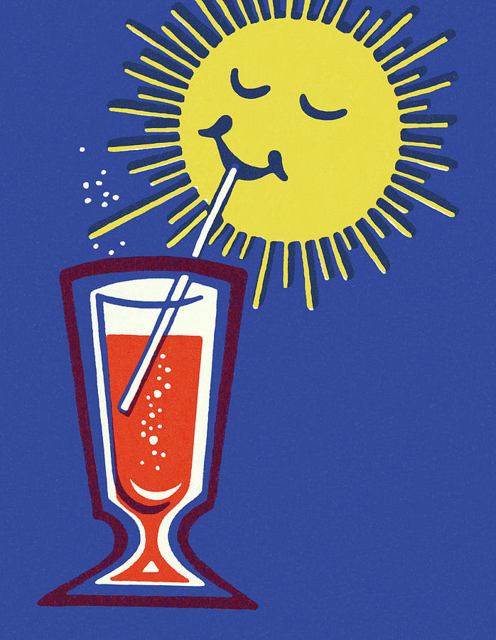 Summer Drawing - The Sun Drinking a Beverage by CSA Images