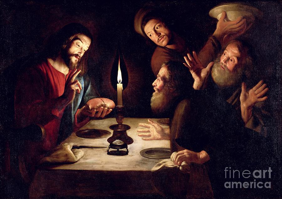 The Supper At Emmaus, Oil On Canvas Painting by Trophime Bigot