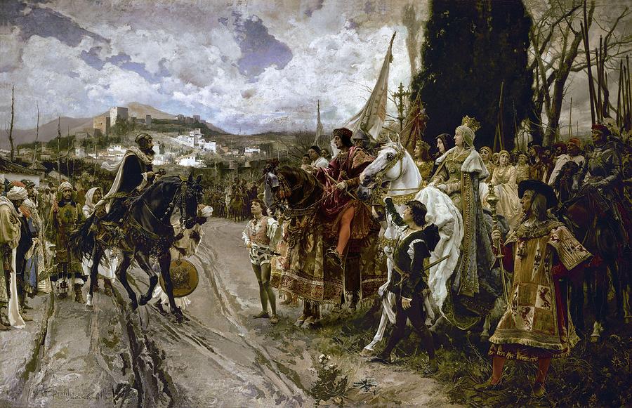 The Surrender of Granada in 1492 - 19th Century - oil on canvas. FRANCISCO PRADILLA Y ORTIZ . Painting by Francisco Pradilla Ortiz -1848-1921-