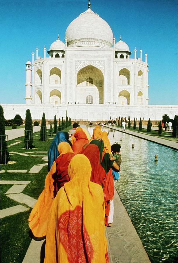 The Taj Mahal With Women Pilgrim With Photograph by Keystone-france