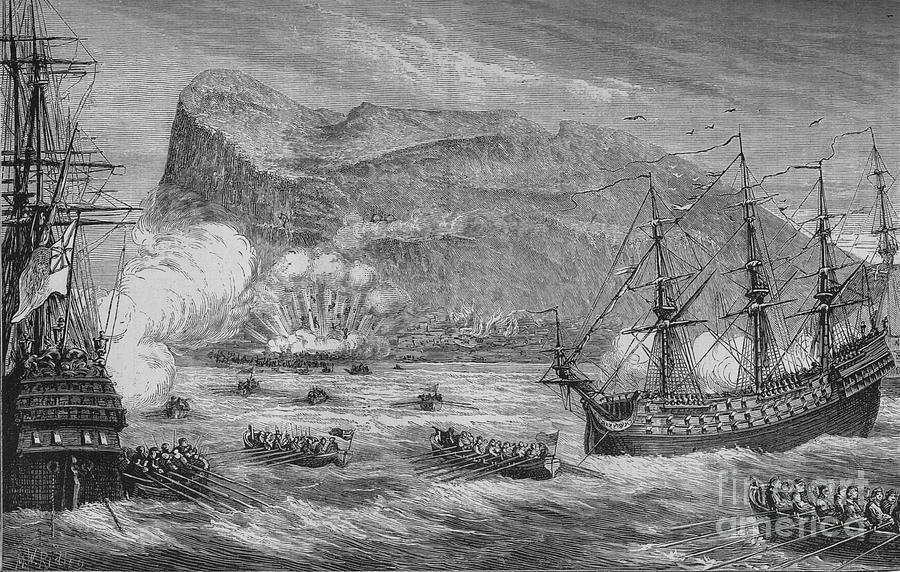 The Taking Of Gibraltar, August 1704 Drawing by Print Collector