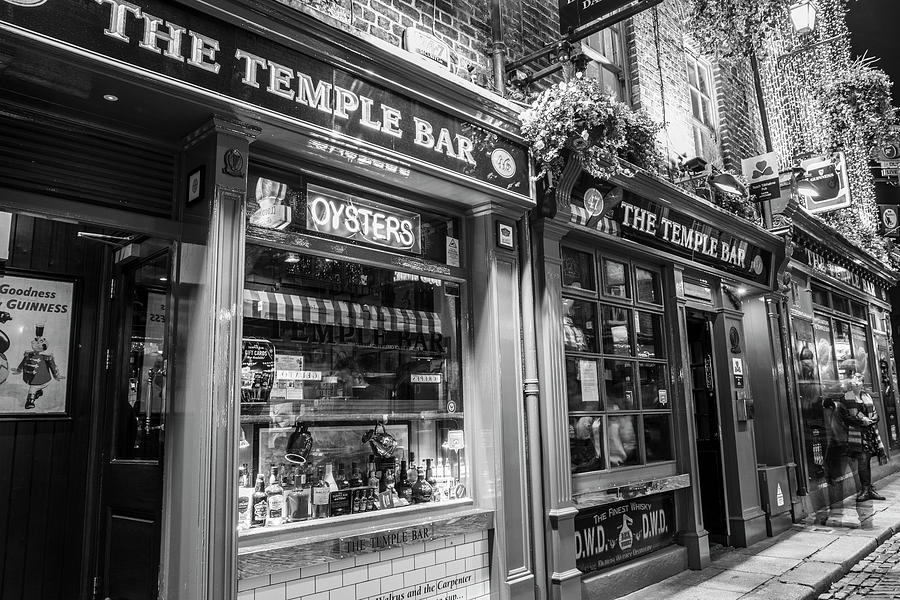 The Temple Bar in Dublin Black and white  Photograph by John McGraw