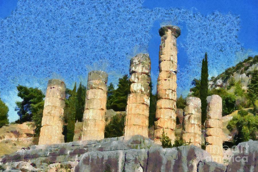 The temple of Apollo in Delphi I Painting by George Atsametakis