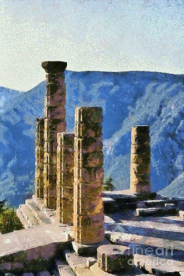 The temple of Apollo in Delphi III Painting by George Atsametakis
