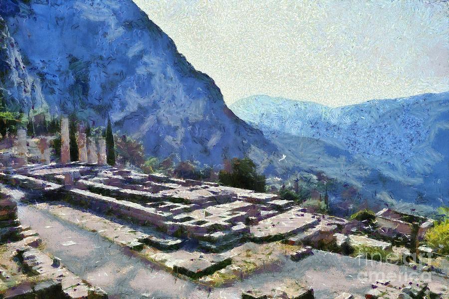 The temple of Apollo in Delphi IV Painting by George Atsametakis