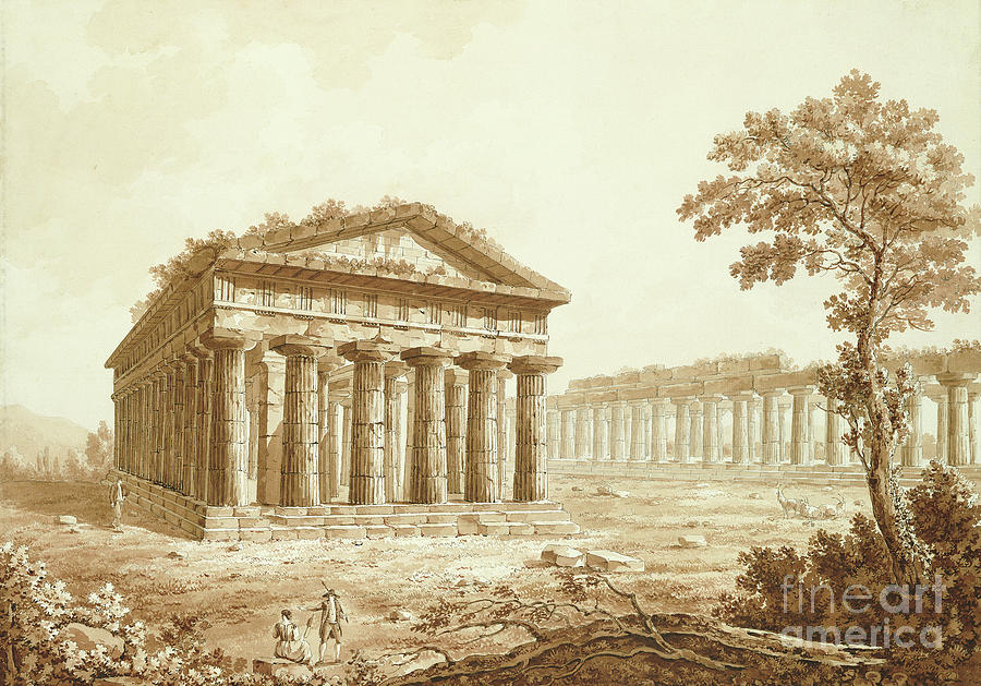 The Temple Of Neptune And The Basilica At Paestum Painting by Franz ...