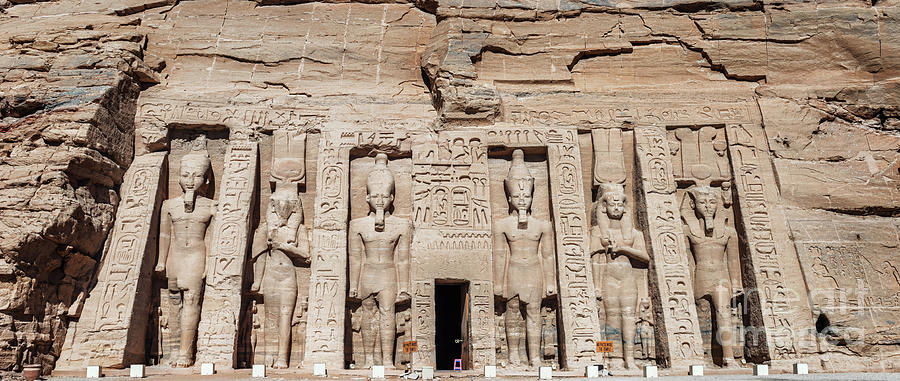 The Temple of Queen Nefertiti at Abu Simbel on the shore of Lake Photograph by Marek Poplawski
