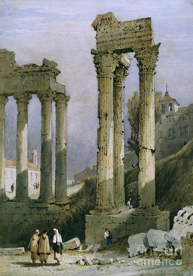The Temple Of Vespasian And Saturn Painting by Samuel Prout