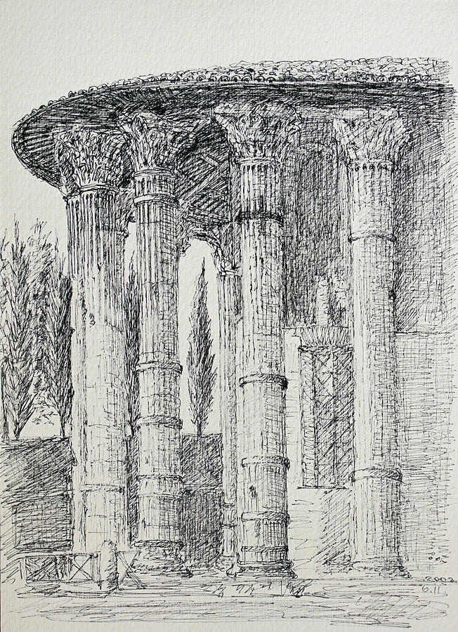 The Temple of Vesta in Rome, Italy Drawing by Denys Kuvaiev