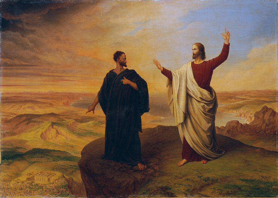 The Temptation Of Christ Painting - The temptation of Christ by Ludwig Ferdinand Schnorr von Carolsfeld