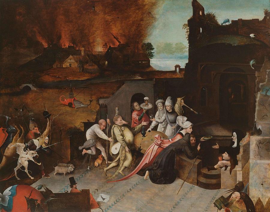 The Temptation of St Anthony. Painting by Jheronimus Bosch -copy after-