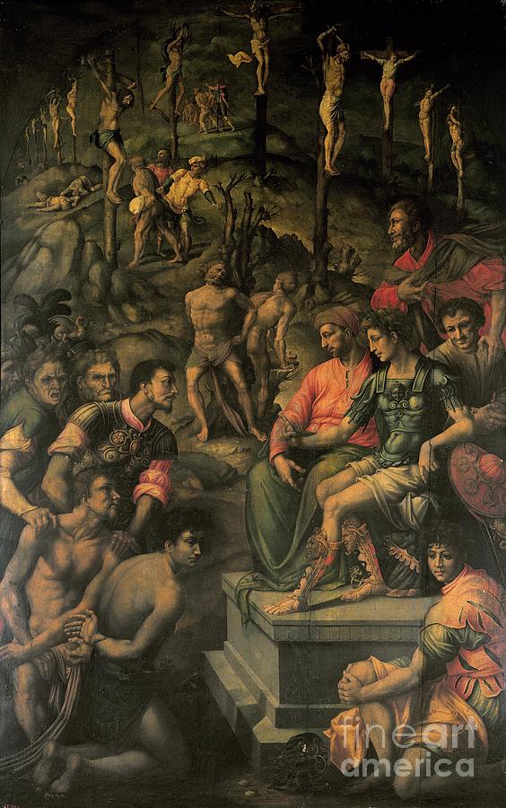 Nude Painting - The Ten Thousand Martyrs by Francesco Ubertini Bacchiacca
