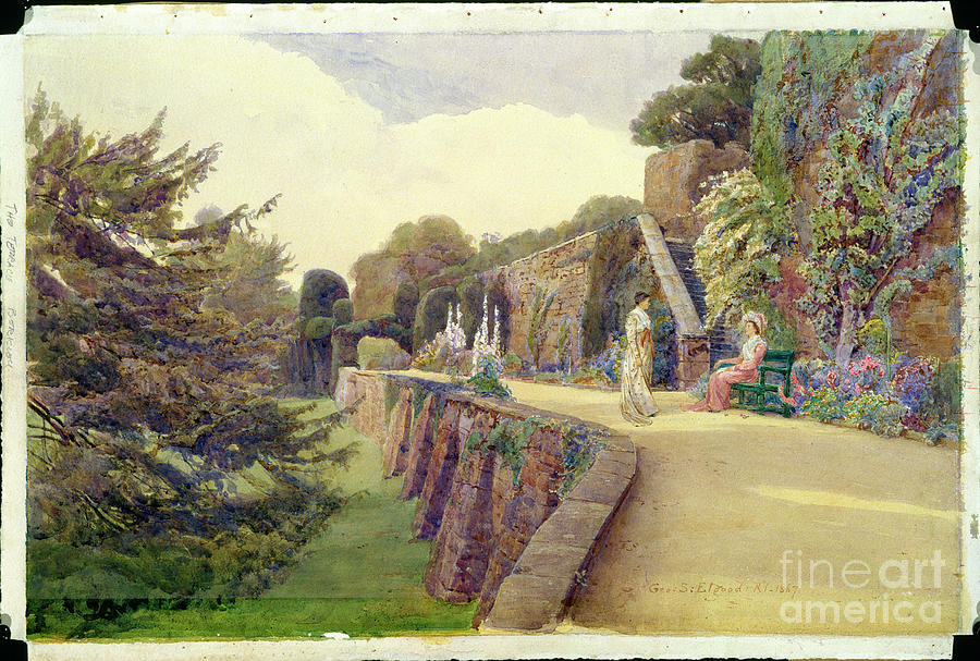 The Terrace At Berkeley Castle, Gloucestershire, 1887 Painting by George Samuel Elgood