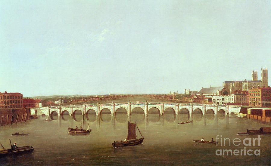 The Thames At Westminster, Eighteenth Century Painting by English School