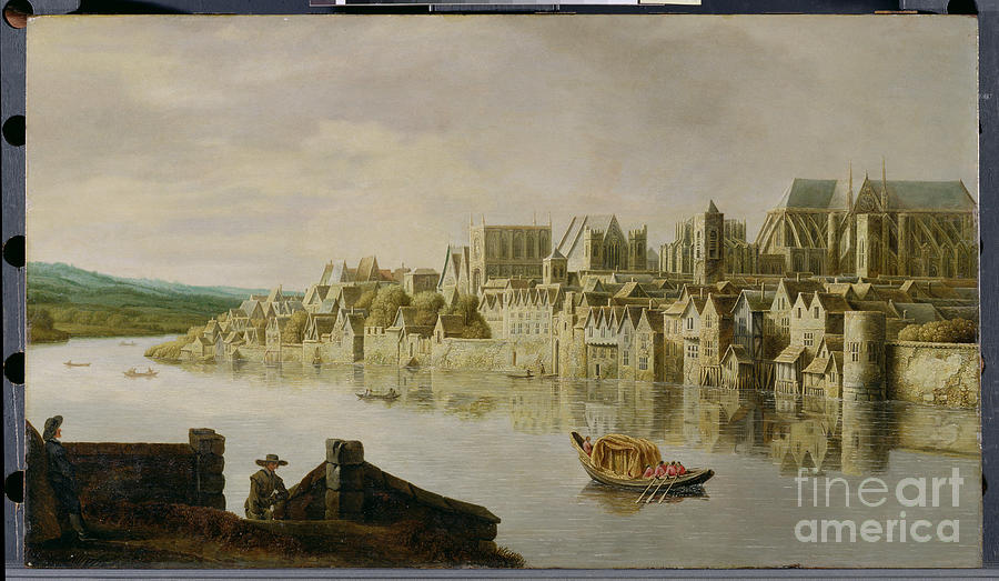 The Thames At Westminster Stairs, C.1630 Painting by Claude De Jongh