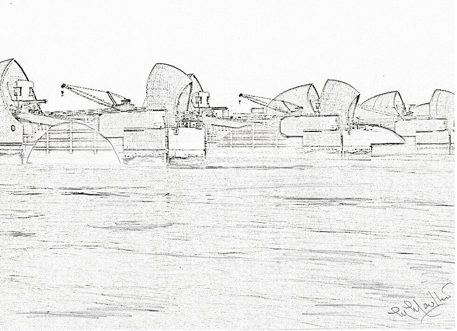 The Thames Barrier, London Drawing by Mackenzie Moulton