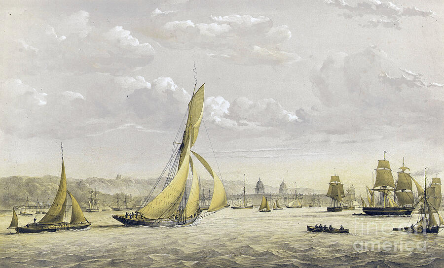 Charlotte Drawing - The Thames Houseboat England Charlotte, Towed By The Vigilant, Off Greenwich by Unknown