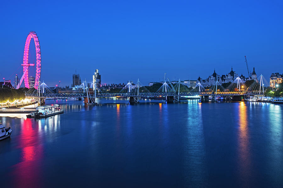 London Photograph - The Thames River at Night London UK by Toby McGuire