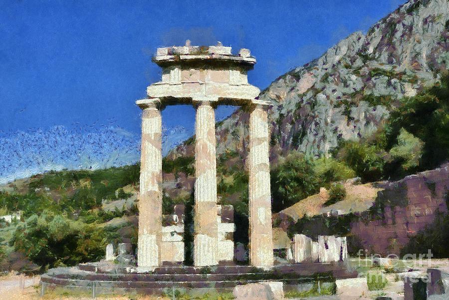 The Tholos at Athena Pronaia temple in Delphi VI Painting by George Atsametakis