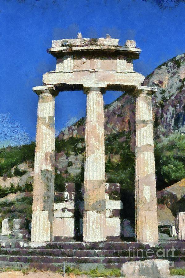 The Tholos at Athena Pronaia temple in Delphi VII Painting by George Atsametakis