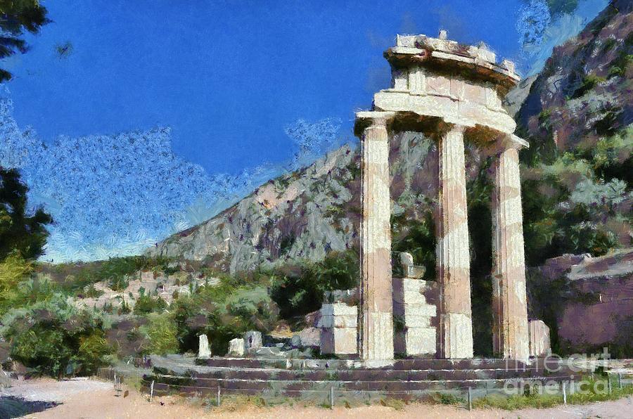 The Tholos at Athena Pronaia temple in Delphi VIII Painting by George Atsametakis