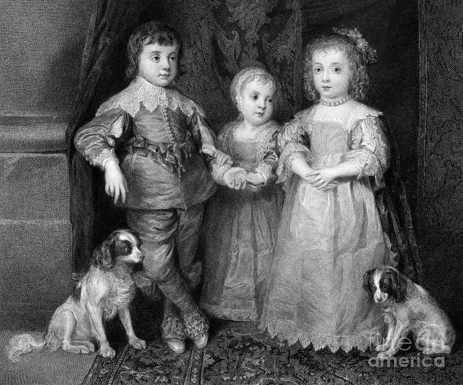 The Three Elder Children Of Charles I Drawing by Print Collector