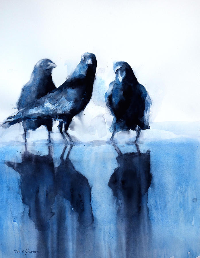 Bird Painting - The Three Graces by Sarah Yeoman