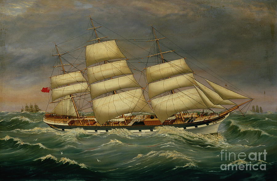 The Three Masted Clipper Benleuch In A Swell Painting by Alexander Cromarty