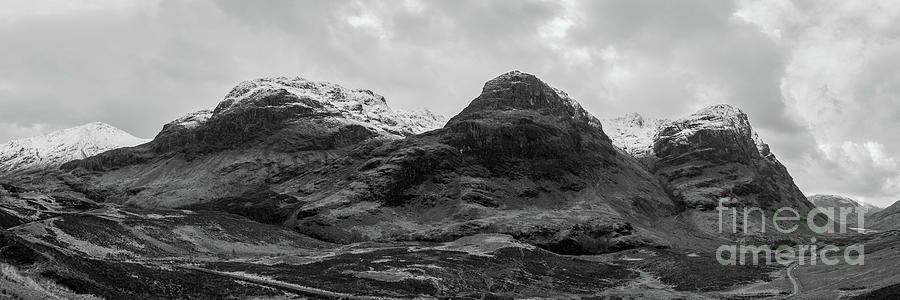 The Three Sister Panorama Black and White Photograph by SJ Elliott Photography