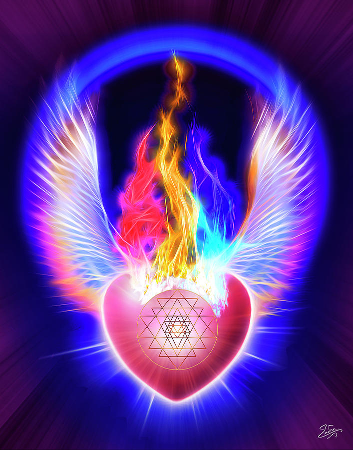 The Threefold Flame Of Power Wisdom and Love Digital Art by Endre Balogh