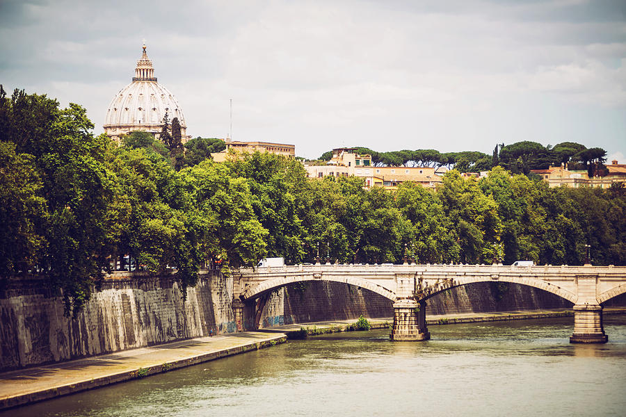 The Tiber river in Rome and St. Peter Basilica, Italy by Eduardo Huelin The Tiber river in Rome and St. Peter Basilica, Italy by Eduardo Huelin