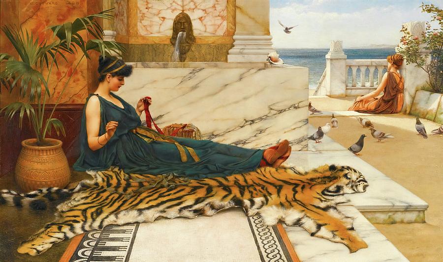 Architecture Painting - The Tigerskin by John William Godward