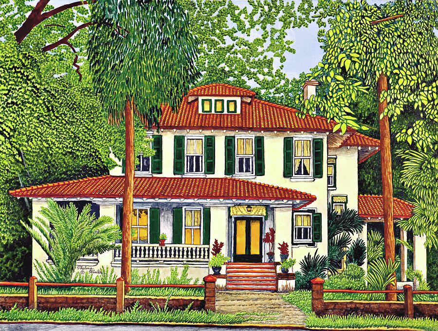 Garden Painting - The Tile Roof, Georgia by Thelma Winter