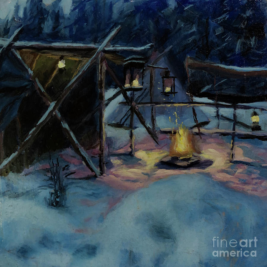 The Tipi Diaries Camp Painting by Ric Nagualero