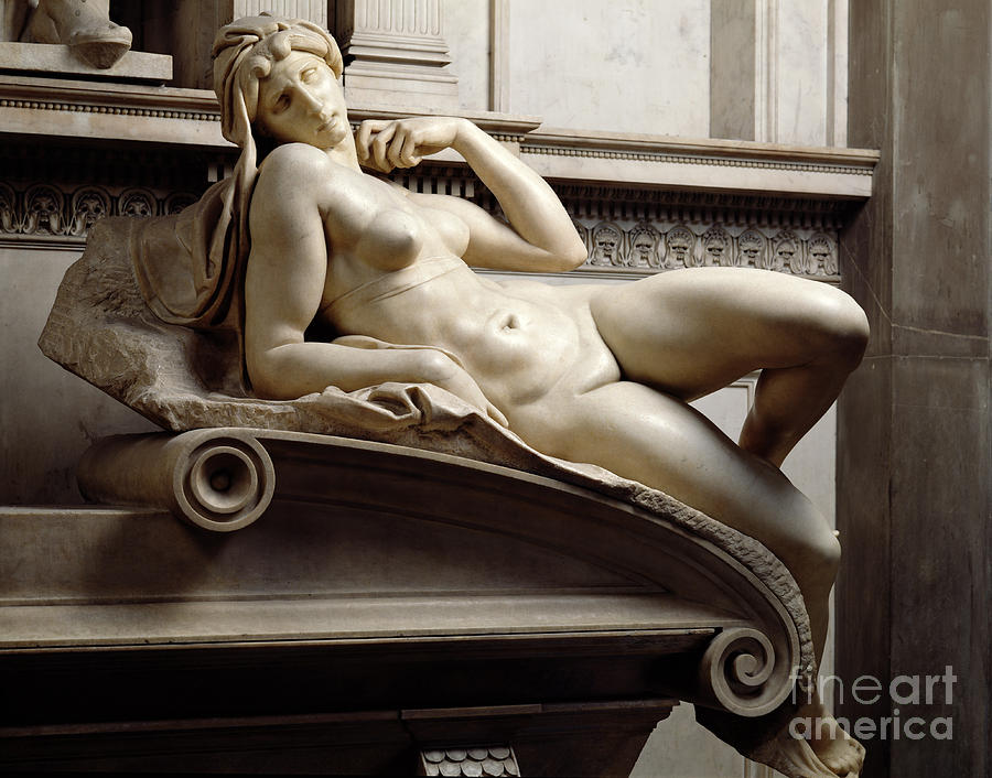 Michelangelo Photograph - The Tomb Of Lorenzo De Medici Detail Of Dawn, Marble by Michelangelo Buonarroti