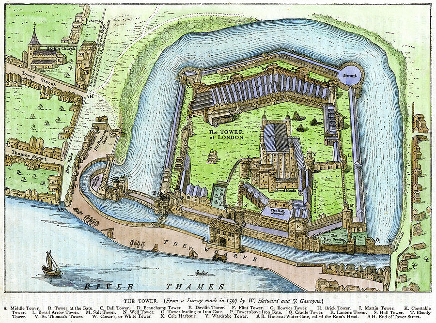 Scenic Drawing - The Tower, London, 19th Century by Print Collector