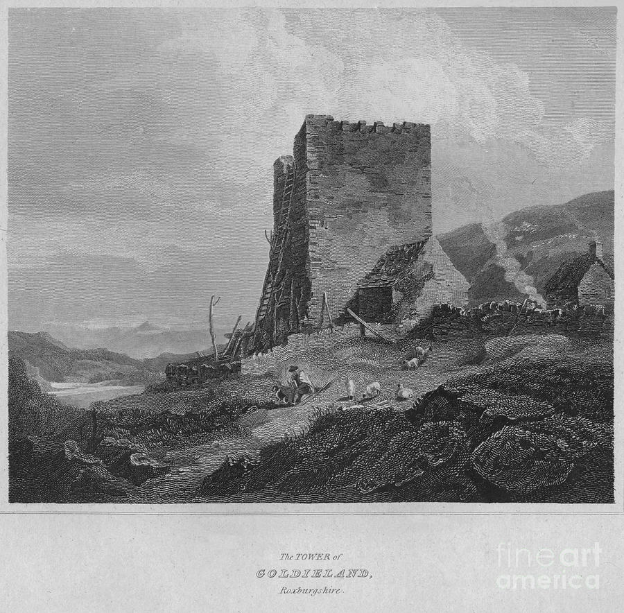 The Tower Of Goldieland, Roxburghshire Drawing by Print Collector