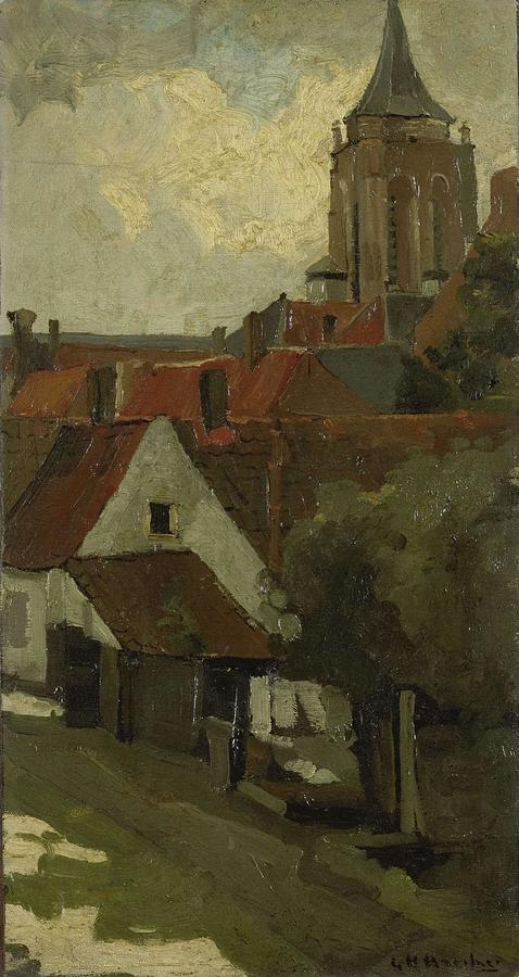The Tower of Gorkum. Painting by George Hendrik Breitner -1857-1923-