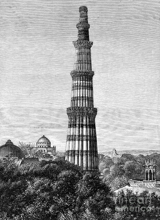 The Tower Of Kutar, Delhi, India, 1895 Drawing by Print Collector
