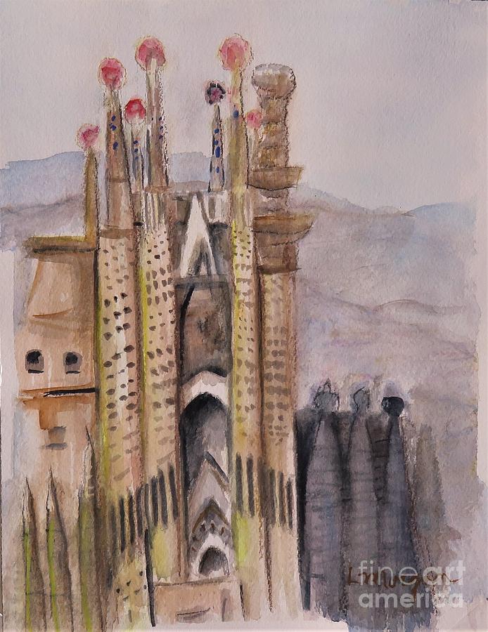 The Towers of Sagrada Familia Painting by Laurie Morgan