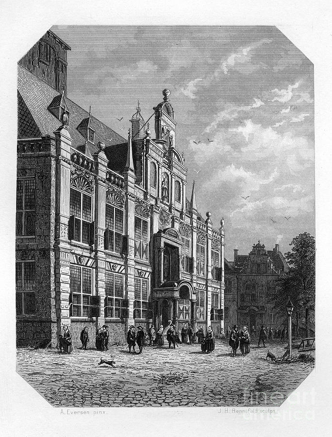 The Town Hall At Delft, Netherlands Drawing by Print Collector