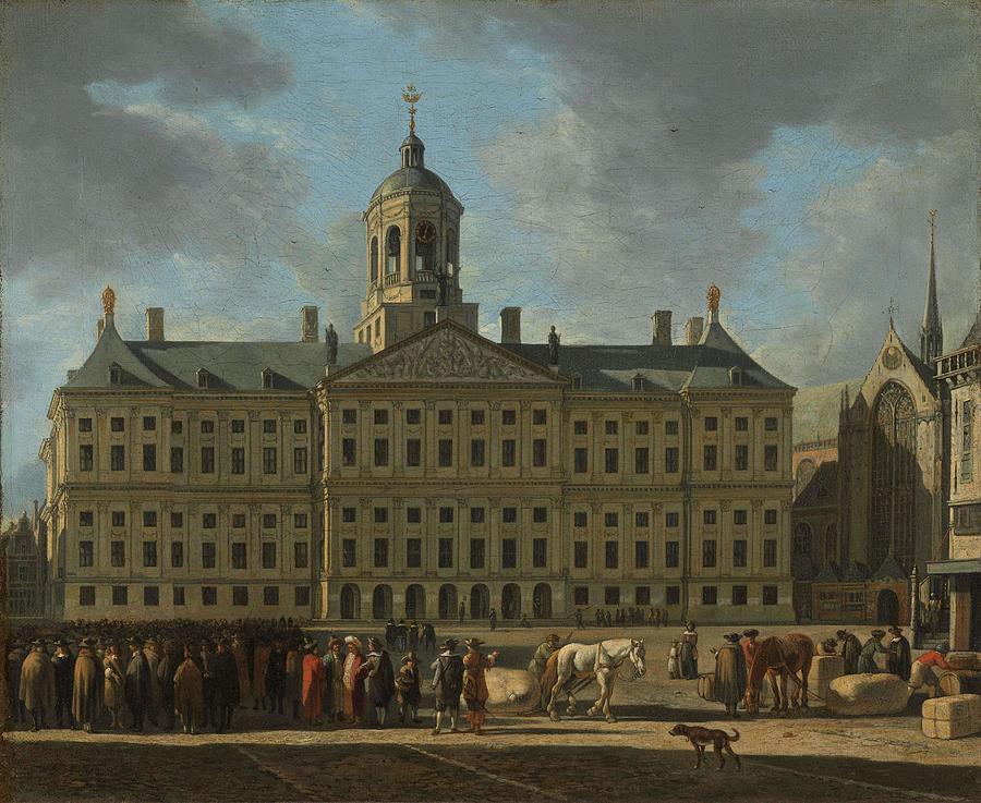 The Town Hall on Dam Square, Amsterdam. The Town Hall on the Dam, Amsterdam. Painting by Gerrit Adriaensz Berckheyde